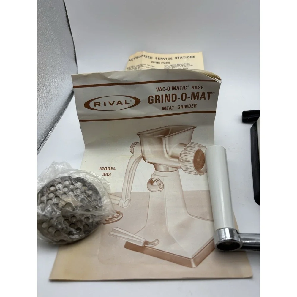Rival Grind-o-Mat 303 VTG Meat‎ Grinder Food Chopper Grind-O-Matic White In Box